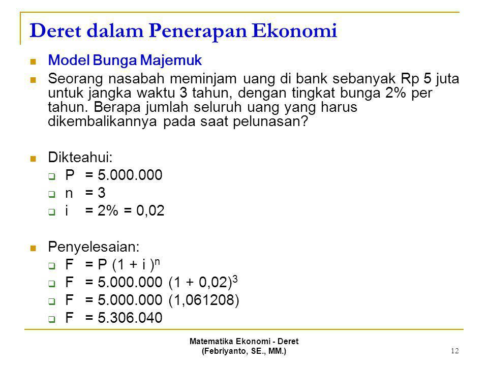 Contoh Soal Matematika Ekonomi Mata Pelajaran